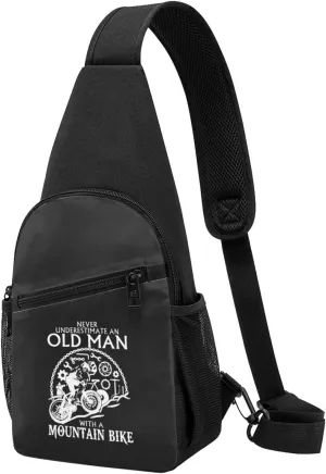 Never Underestimate An Old Man With A Mountain Bike Chest Pack Leisure Shoulder Crossbody Chest Bag