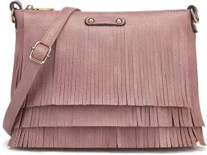 New Women Boho Fringe Crossbody Purse Vintage Tassel Sling Bag Trendy Handbag