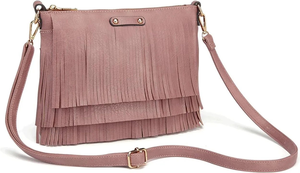 New Women Boho Fringe Crossbody Purse Vintage Tassel Sling Bag Trendy Handbag