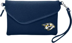 NHL Soft Pebble Fold Over Purse - Large Wristlet - includes Shoulder Strap