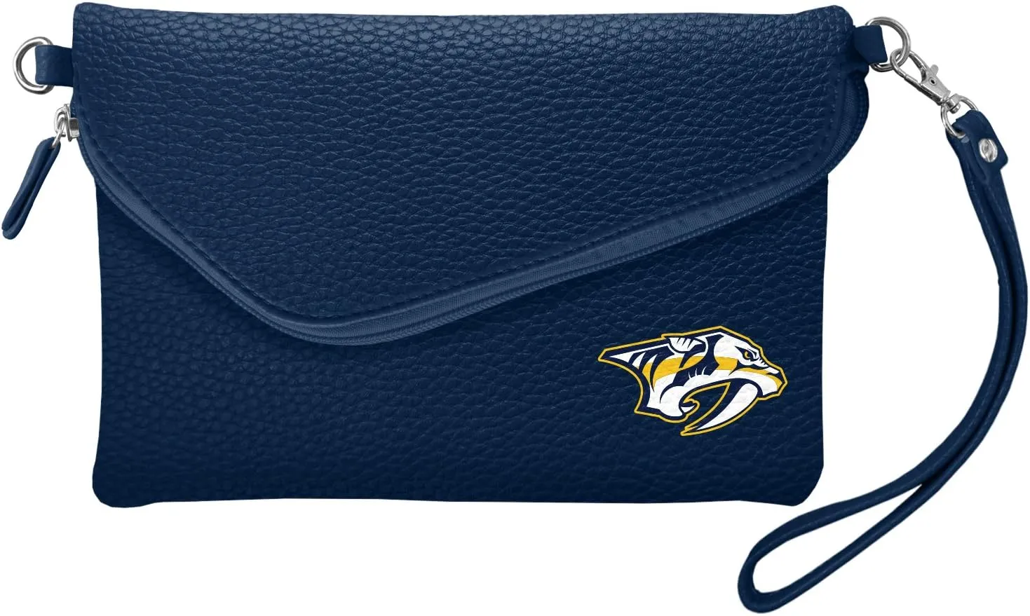 NHL Soft Pebble Fold Over Purse - Large Wristlet - includes Shoulder Strap