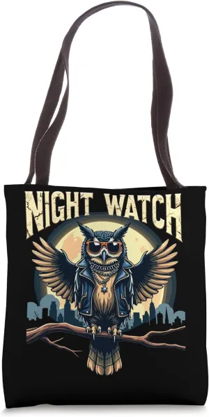 Night Watch Cool Owl Biker Style Skyscraper Tote Bag