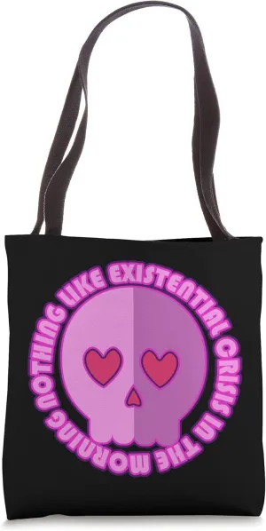 Nothing Like Existential Crisis in the Morning Kawaii Skull Tote Bag
