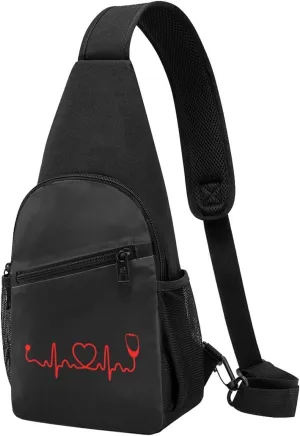 Nurse Stethoscope Heartbeat Chest Pack Leisure Shoulder Crossbody Chest Bag, Black