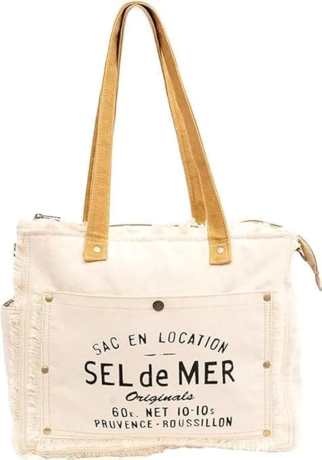 Orbit Art Gallery Sel De Mer Upcycled Canvas Hand Bag, Canvas Tote Bag Shoulder Handbag for Women, White