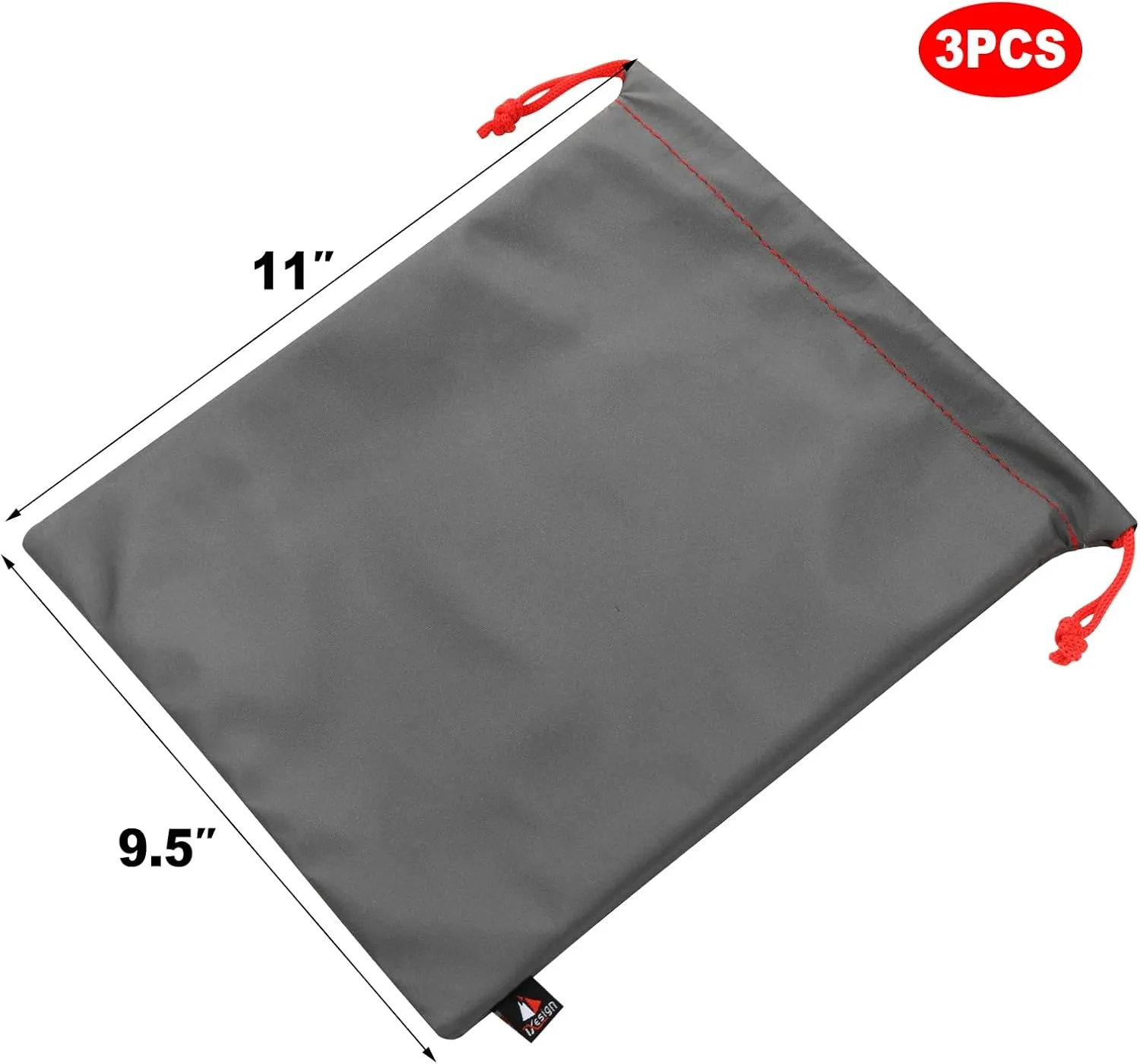 Pack of 3 Universal Water Proof Headphone Protection Pouch Bag 11 x 9.25" in Metallic Gray Color