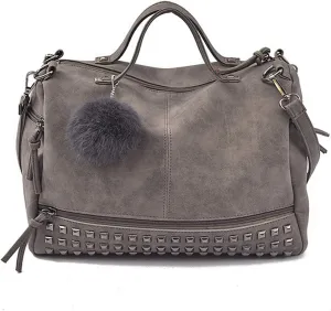 Pahajim Womens Studded Tote Handbags Top Punk Casual Shoulder Bags Hobo Rocker Satchel Purse