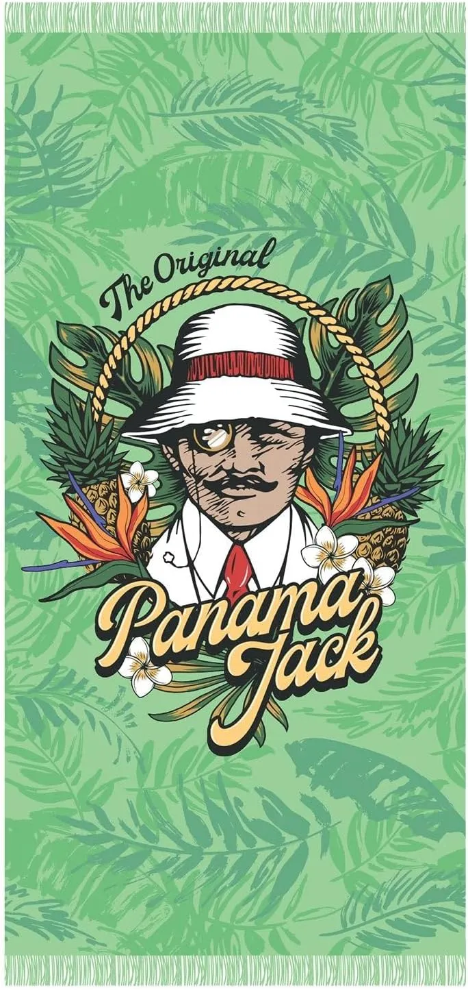 Panama Jack Tropical Man Fringe Beach Towel - Green
