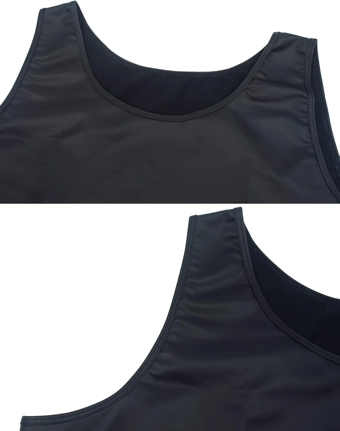 Panegy Men's Black Leather Tshirt Short Sleeve PVC Tunic & Sleeveless Tank Top M-XXL