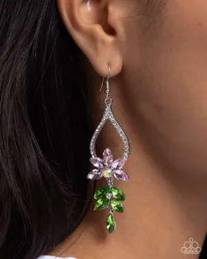Paparazzi Earring ~ Floral Fuss - Pink