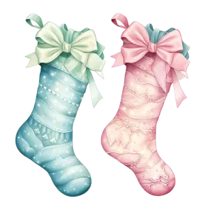 Pastel Stockings With Double Bows DTF (direct-to-film) Transfer