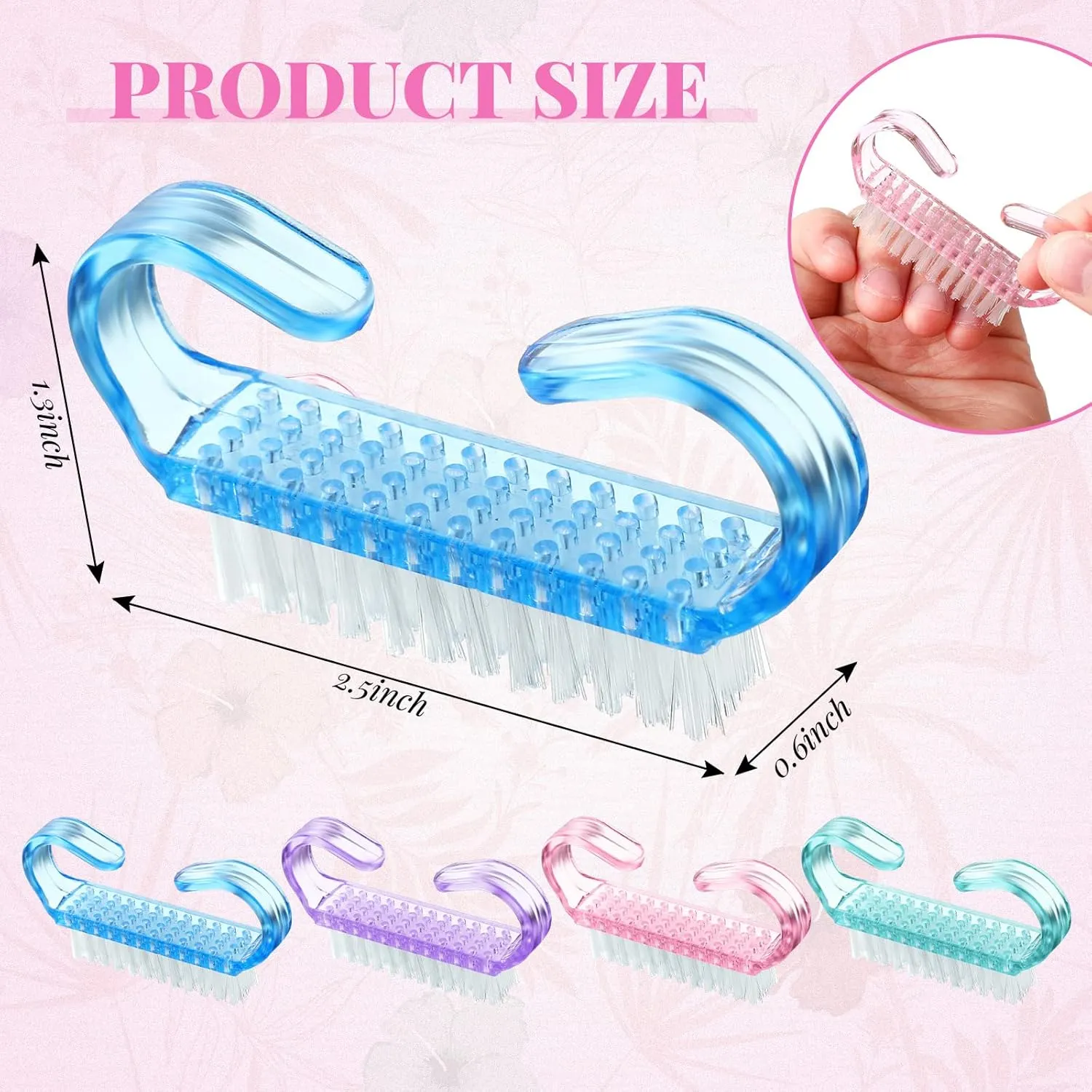 Patelai 48 Pcs Handle Grip Nail Brush Bulk Colorful Nail Scrubber Cleaner Fingernail Brushes Hand Toes Scrub Cleaning Brushes Pedicure Scrubbing Tool for Men and Women, Multicolor Brush