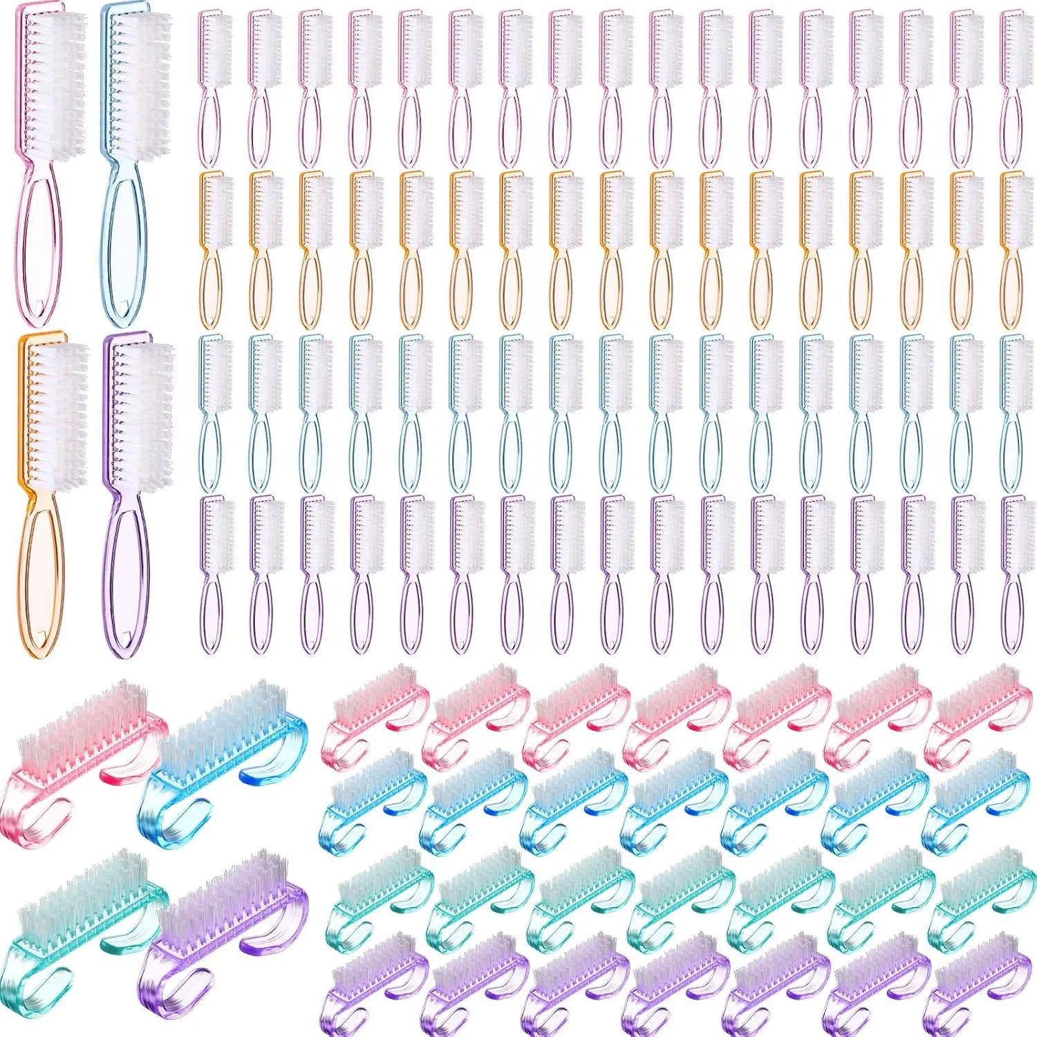 Patelai 48 Pcs Handle Grip Nail Brush Bulk Colorful Nail Scrubber Cleaner Fingernail Brushes Hand Toes Scrub Cleaning Brushes Pedicure Scrubbing Tool for Men and Women, Multicolor Brush