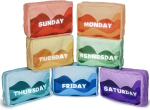 Paterr 7 Pcs Days of Week Packing Cubes Travel Cubes for Kids Colorful Luggage Organizers for Lightweight Packing Suitcase Bags for Boys Girls Family Camp Summer Vacations Accessories