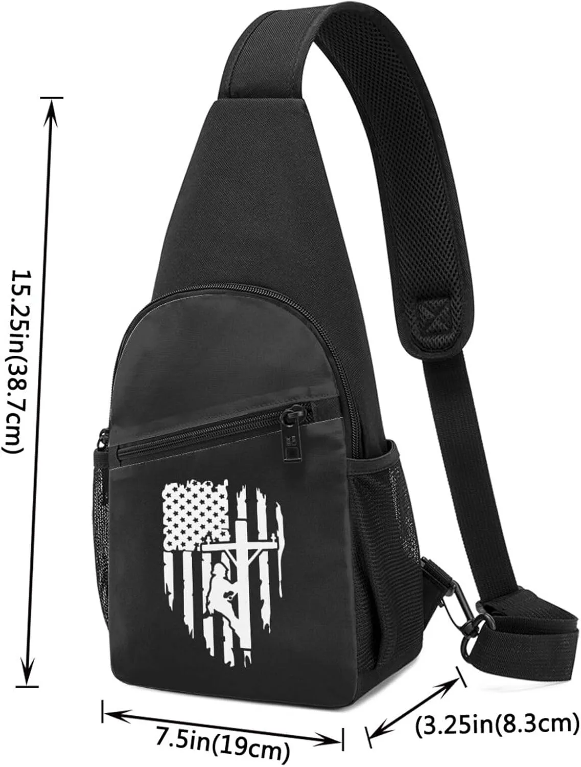 Patriotic American USA Flag Lineman Chest Pack Leisure Shoulder Crossbody Chest Bag