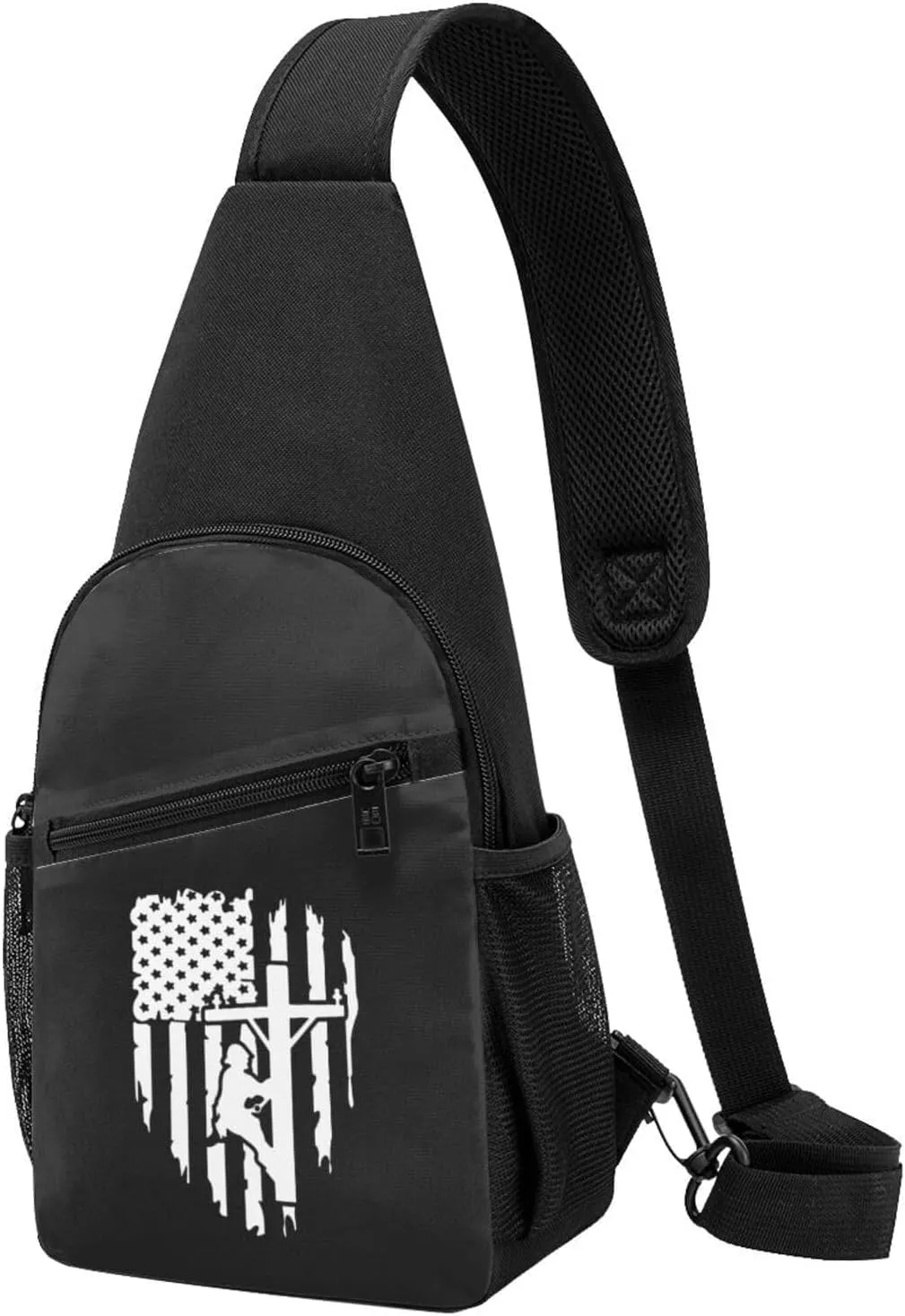 Patriotic American USA Flag Lineman Chest Pack Leisure Shoulder Crossbody Chest Bag