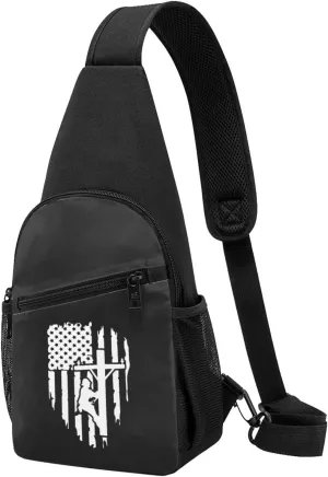 Patriotic American USA Flag Lineman Chest Pack Leisure Shoulder Crossbody Chest Bag