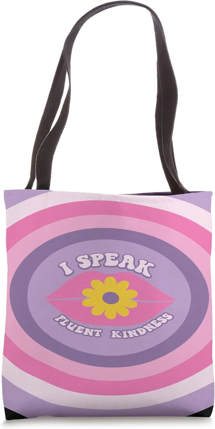 Pattern Retro Aesthetic I Speak Fluent Kindness Vaporwave Tote Bag