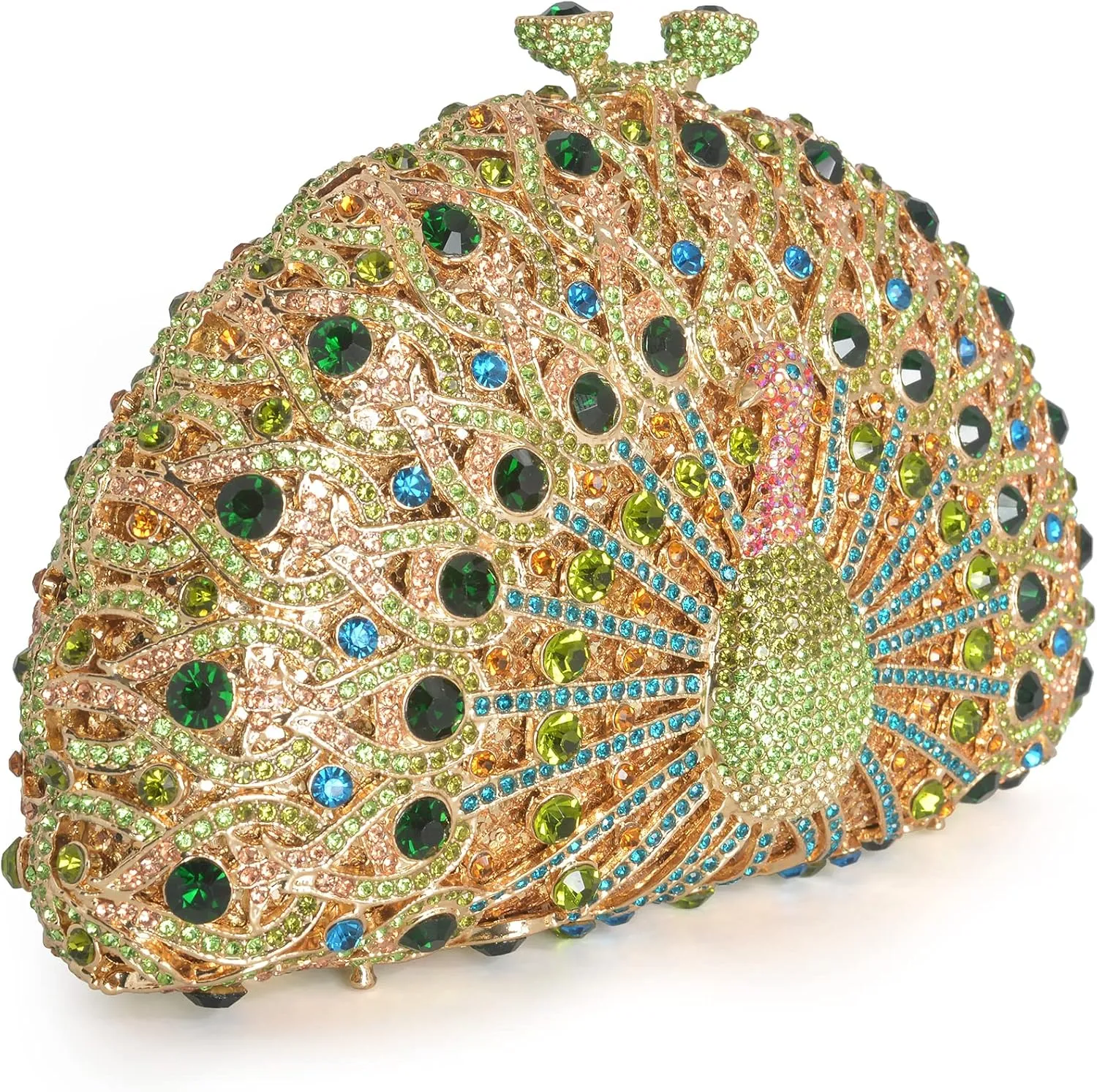 Peacock Luxury Rhinestone Crystal Evening Clutch Bag Sparkly Bride Wedding Party Purses for Women