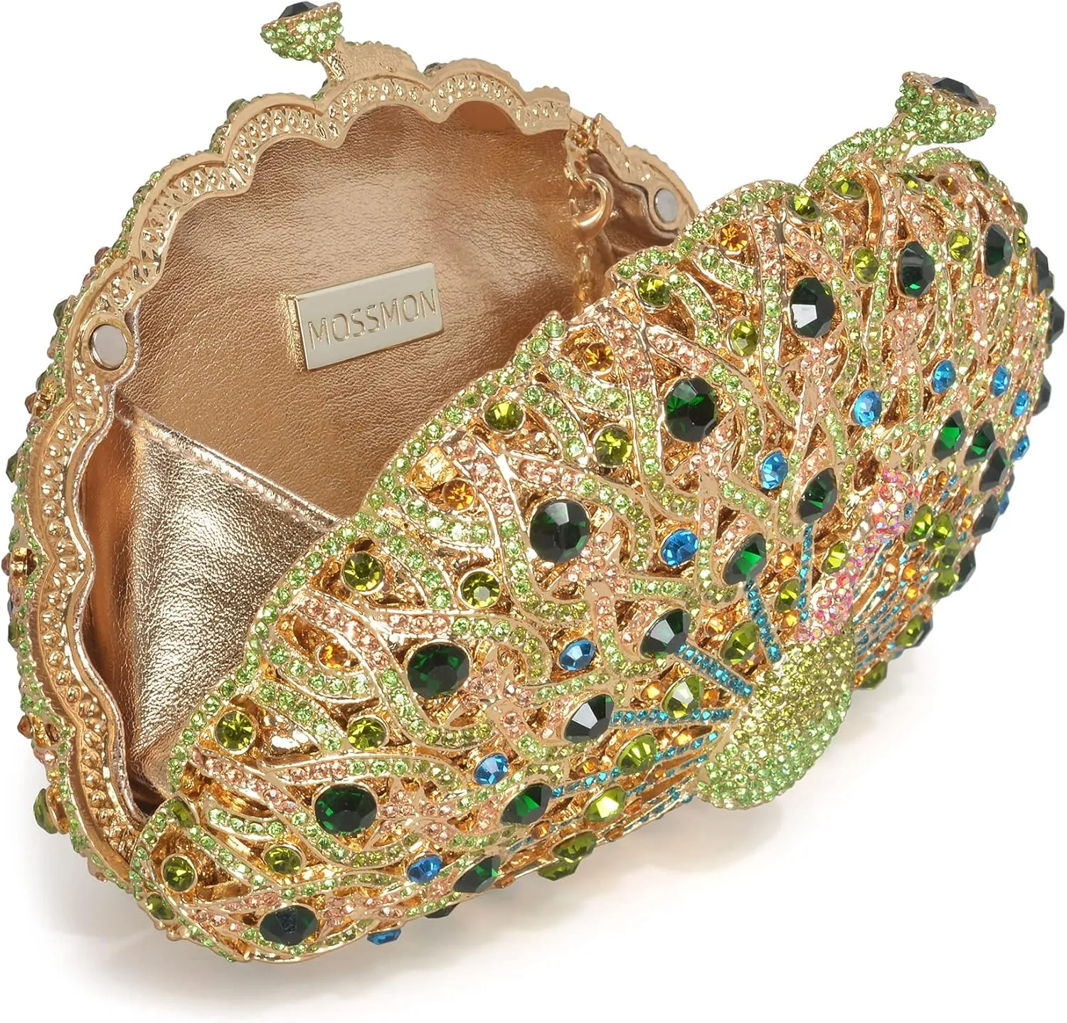 Peacock Luxury Rhinestone Crystal Evening Clutch Bag Sparkly Bride Wedding Party Purses for Women