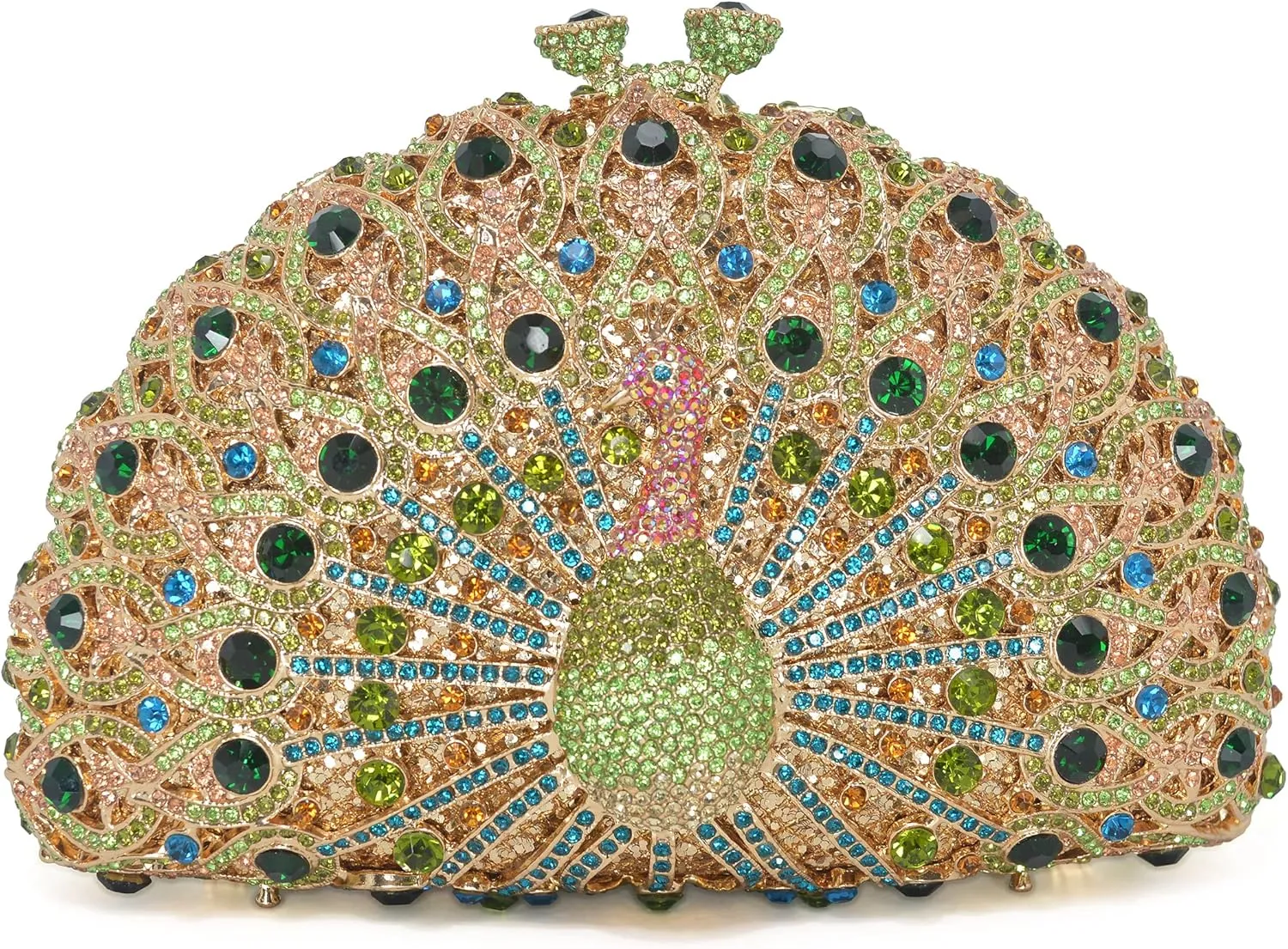Peacock Luxury Rhinestone Crystal Evening Clutch Bag Sparkly Bride Wedding Party Purses for Women