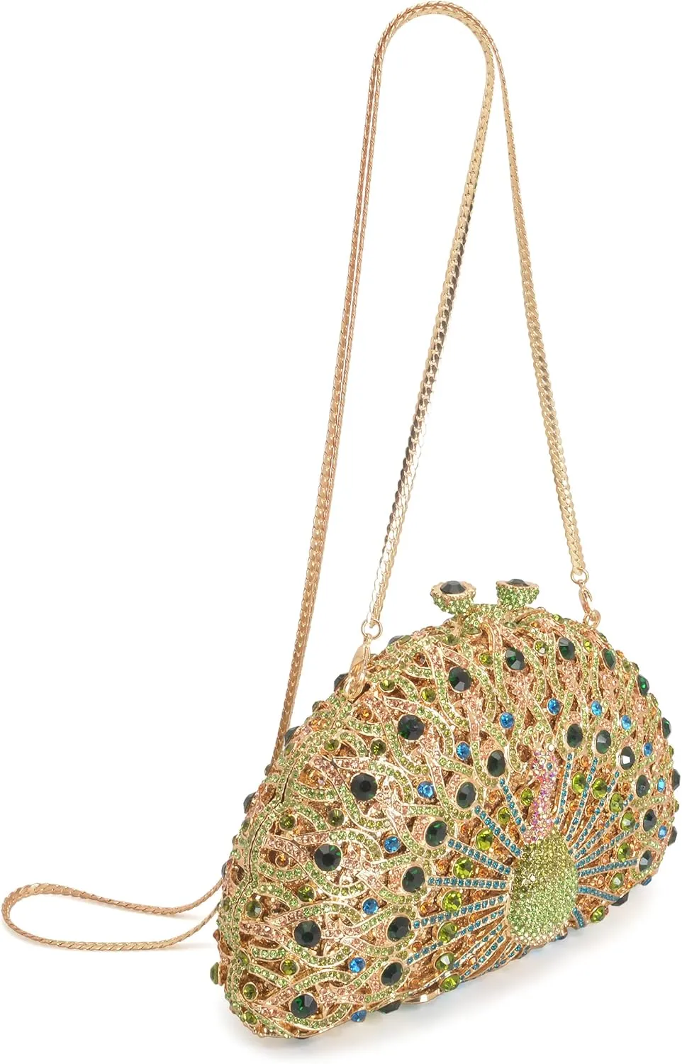 Peacock Luxury Rhinestone Crystal Evening Clutch Bag Sparkly Bride Wedding Party Purses for Women