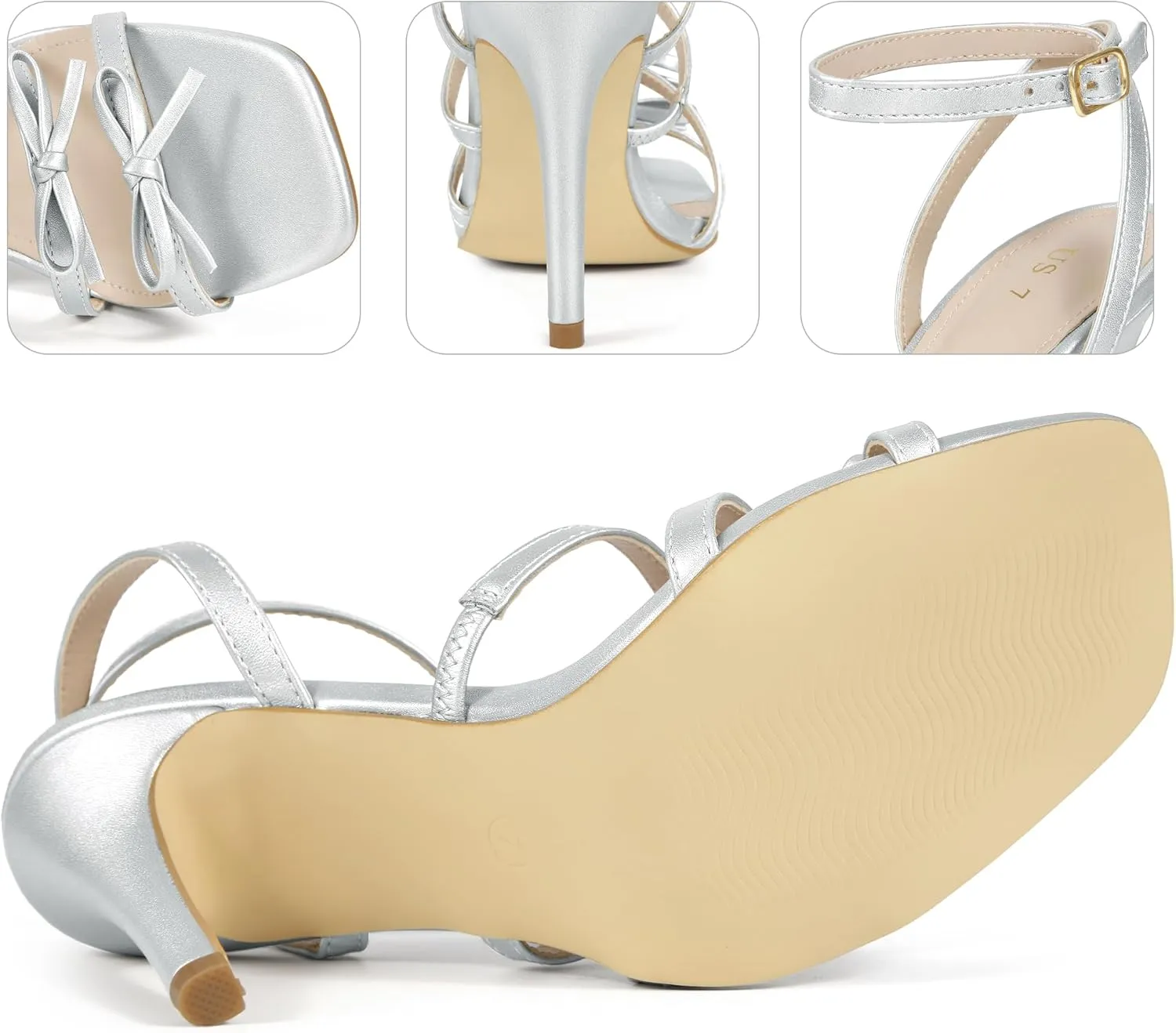 Perphy Bow Tie Strappy High Heel Square Toe Sandals for Women