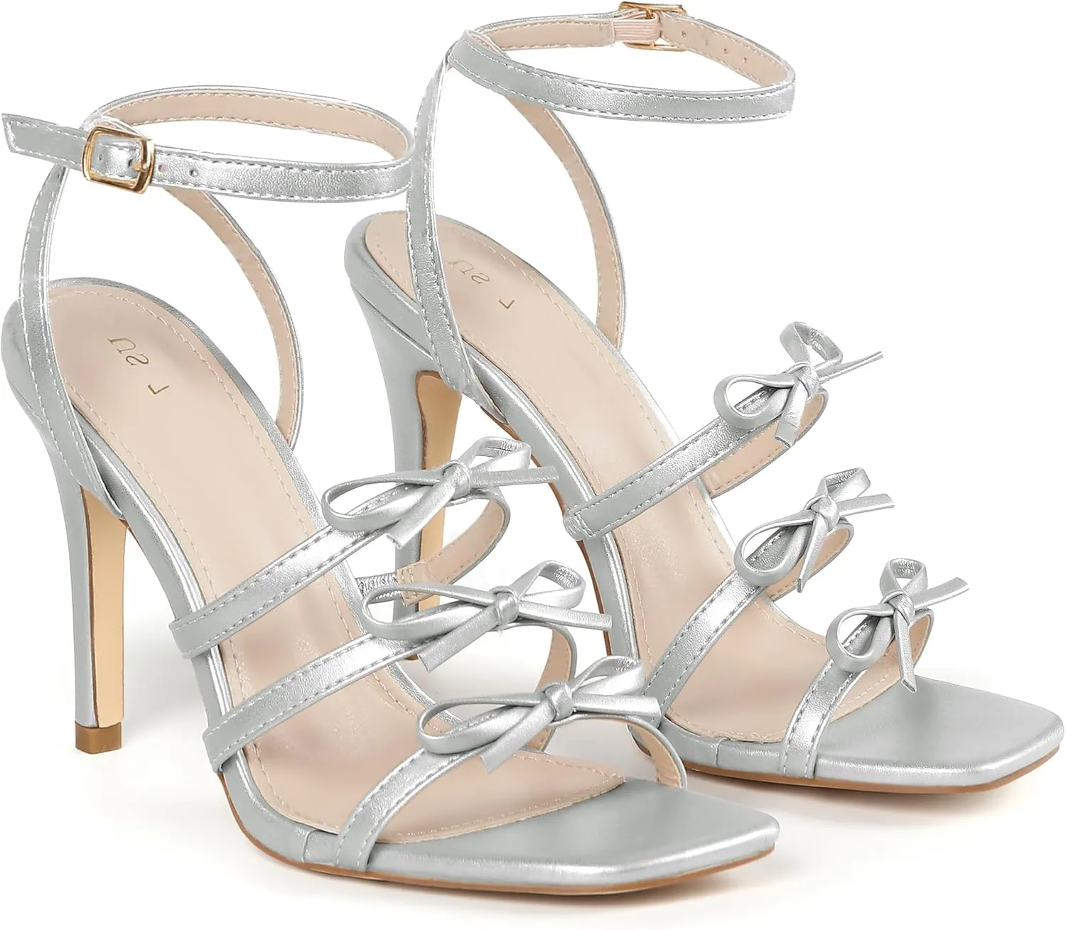 Perphy Bow Tie Strappy High Heel Square Toe Sandals for Women