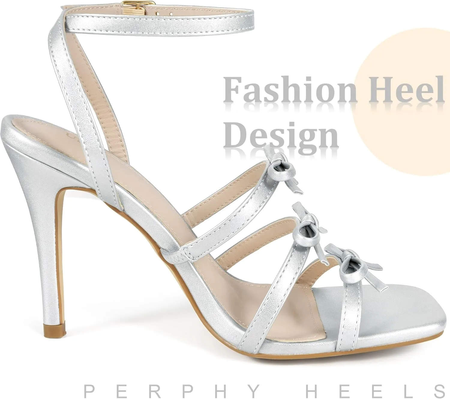 Perphy Bow Tie Strappy High Heel Square Toe Sandals for Women