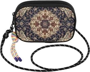 Persian Pattern Floral Small Crossbody Bags for Women Cell Phone Purses Shoulder Bag Handbag with Adjustable Strap