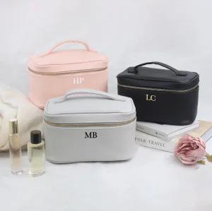 Personalised PU Leather Vanity Makeup Bag with Initials