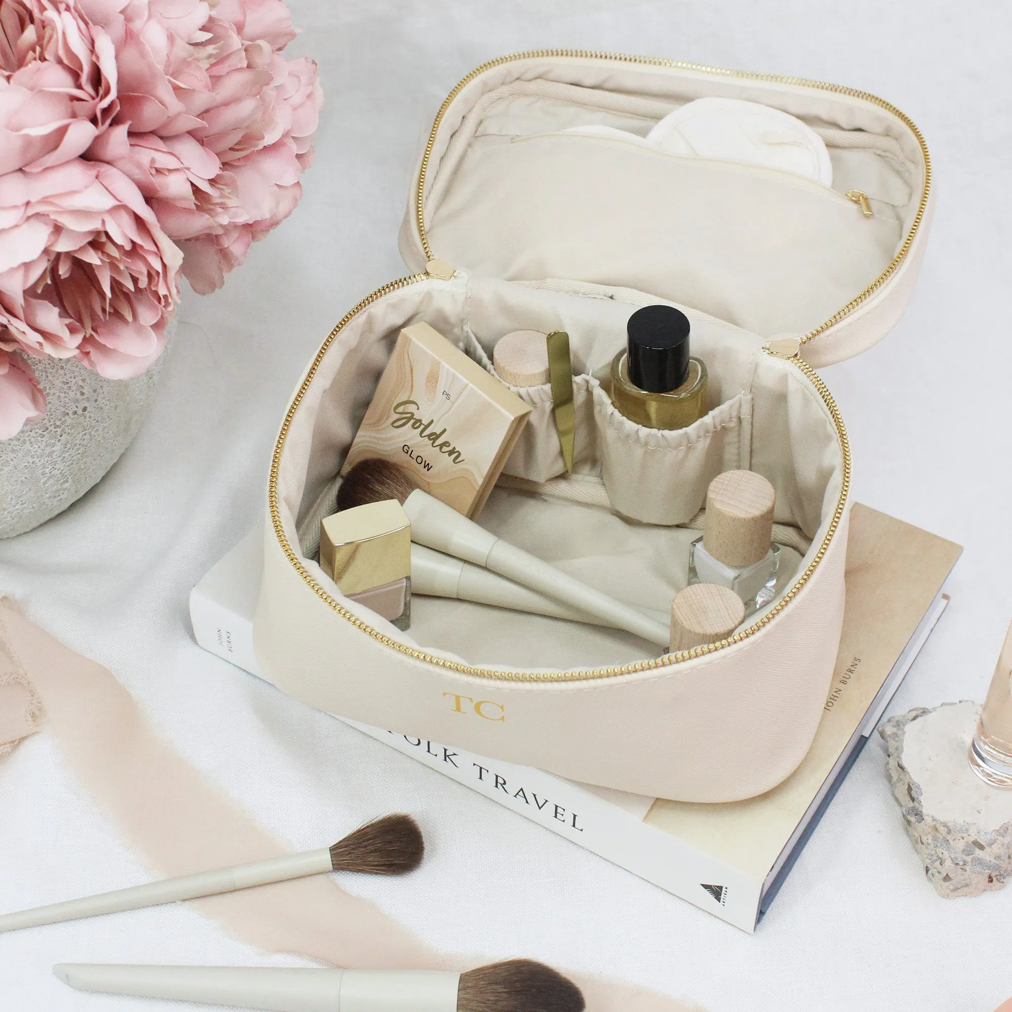 Personalised PU Leather Vanity Makeup Bag with Initials