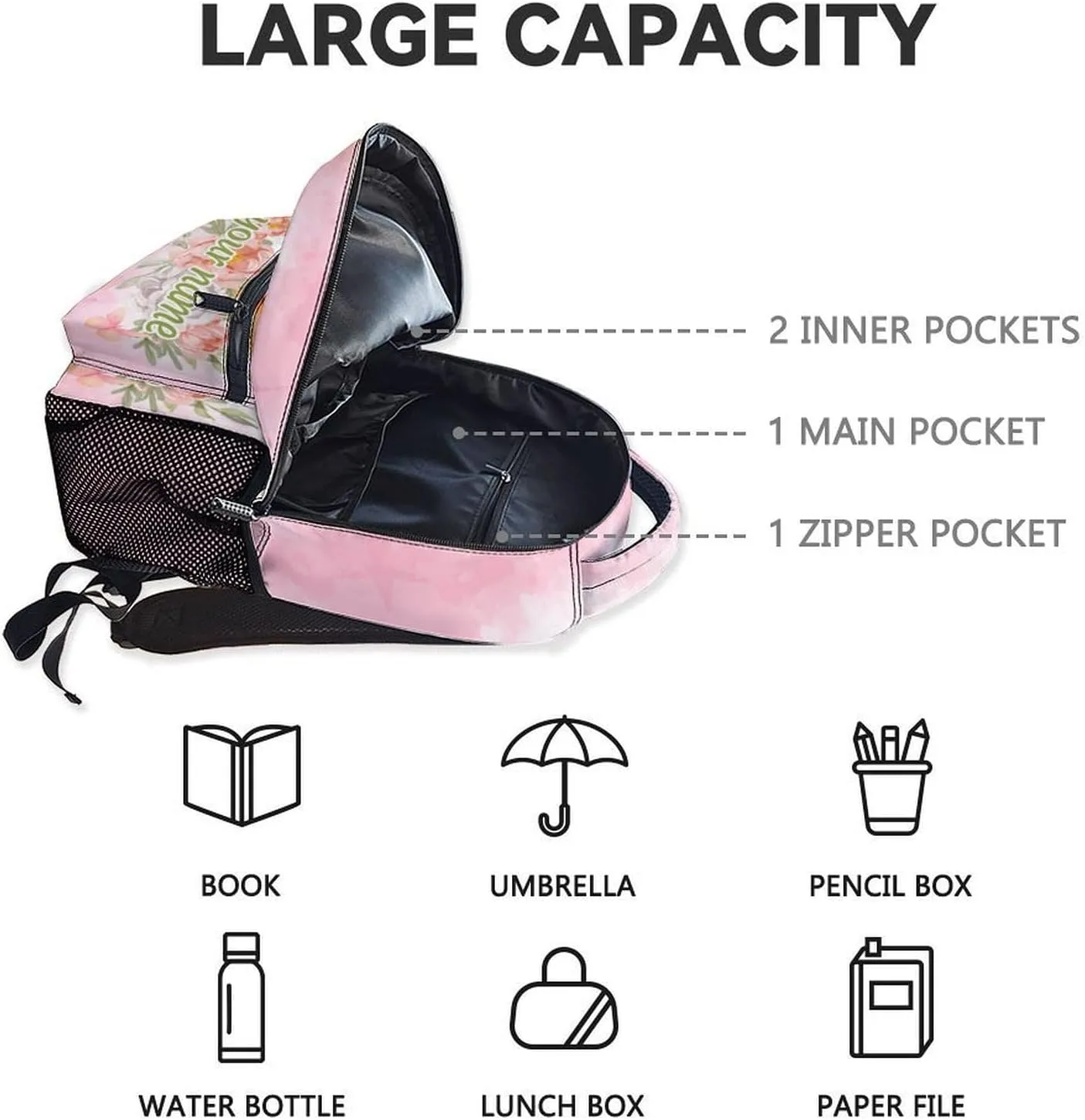 Personalized Backpack for Girls Boys, 17 Inch Highland Cow Backpacks for Kindergarten Preschool, Pink Cute Durable Bookbag for Kids