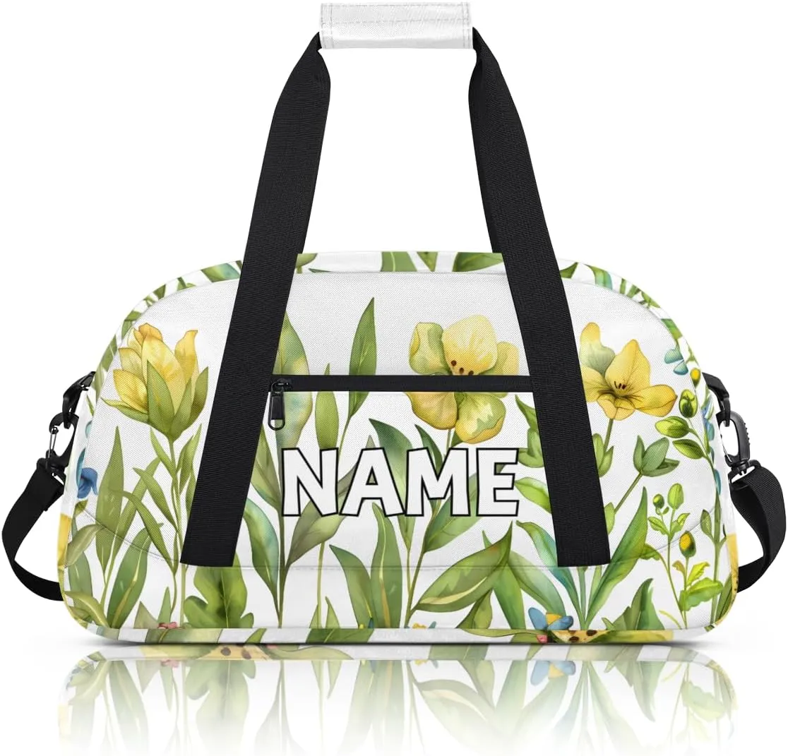 Personalized Custom Gym Bag for Women Men Carry on Spring Flora Travel Duffel Tote Wildflower Colorful Overnight Workout Weekender Bag