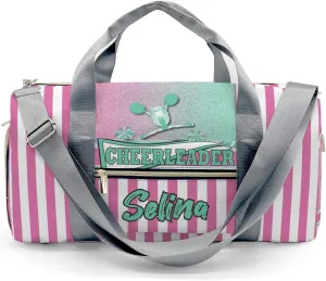 Personalized Duffel Bag Cheerleader Girl Green Pink Pom Pom Function Meets Fashion: Travel Bags for Fitness Journey