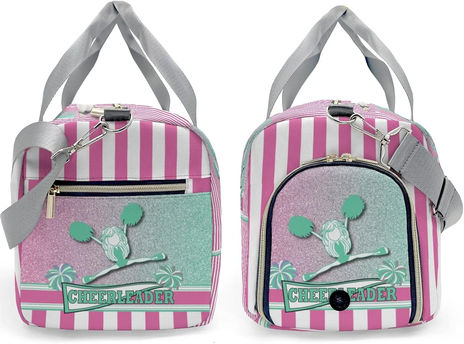 Personalized Duffel Bag Cheerleader Girl Green Pink Pom Pom Function Meets Fashion: Travel Bags for Fitness Journey
