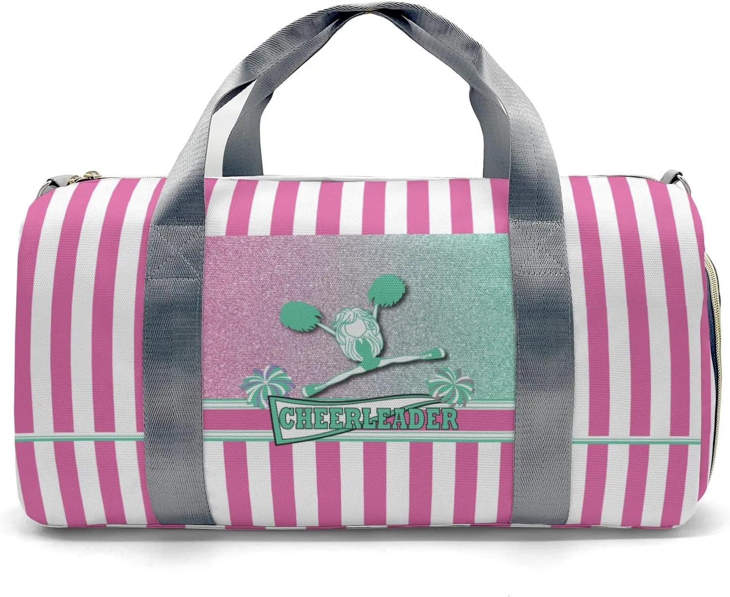 Personalized Duffel Bag Cheerleader Girl Green Pink Pom Pom Function Meets Fashion: Travel Bags for Fitness Journey