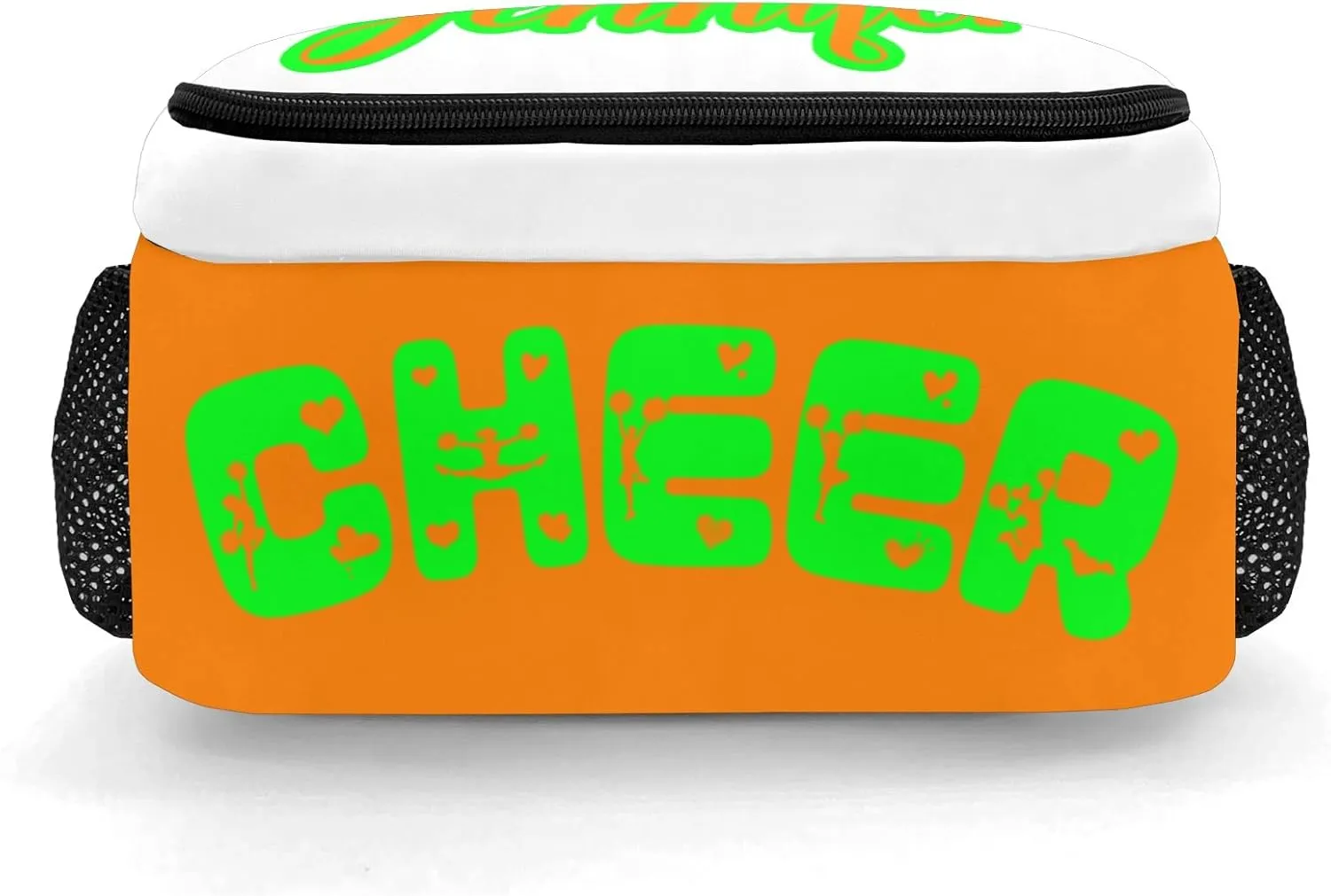 Personalized Name Cheerleaders Backpack Custom Name Large Capacity Shoulder Bags for Sports Party Cheer Pom Orange