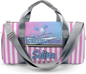 Personalized Name Duffel Bag Cheerleader Girl Pink Blue Pom Pom Ultimate Travel Bags: Your Companion for Every Adventure