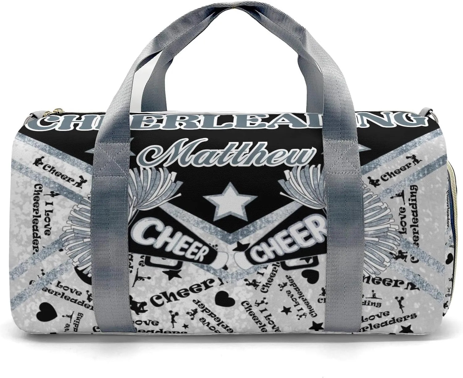 Personalized Name Sports Duffel Bags Man Cheerleaders Coach Pom Stars Gymnastics Travel Perform Training Casual Bag