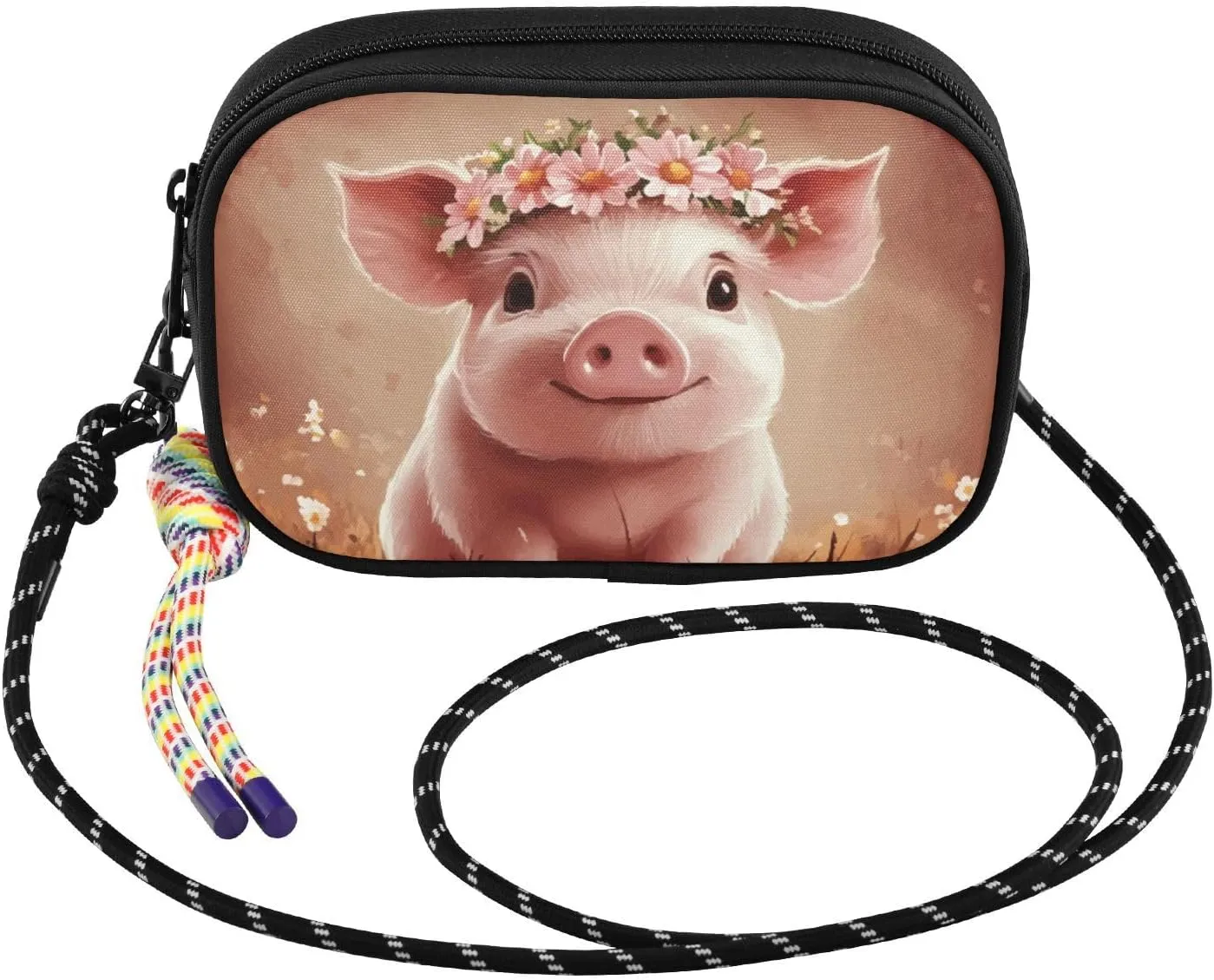 Pig Garland Flower Small Crossbody Bags for Women Cell Phone Purses Women's Shoulder Handbag Wallet Purse