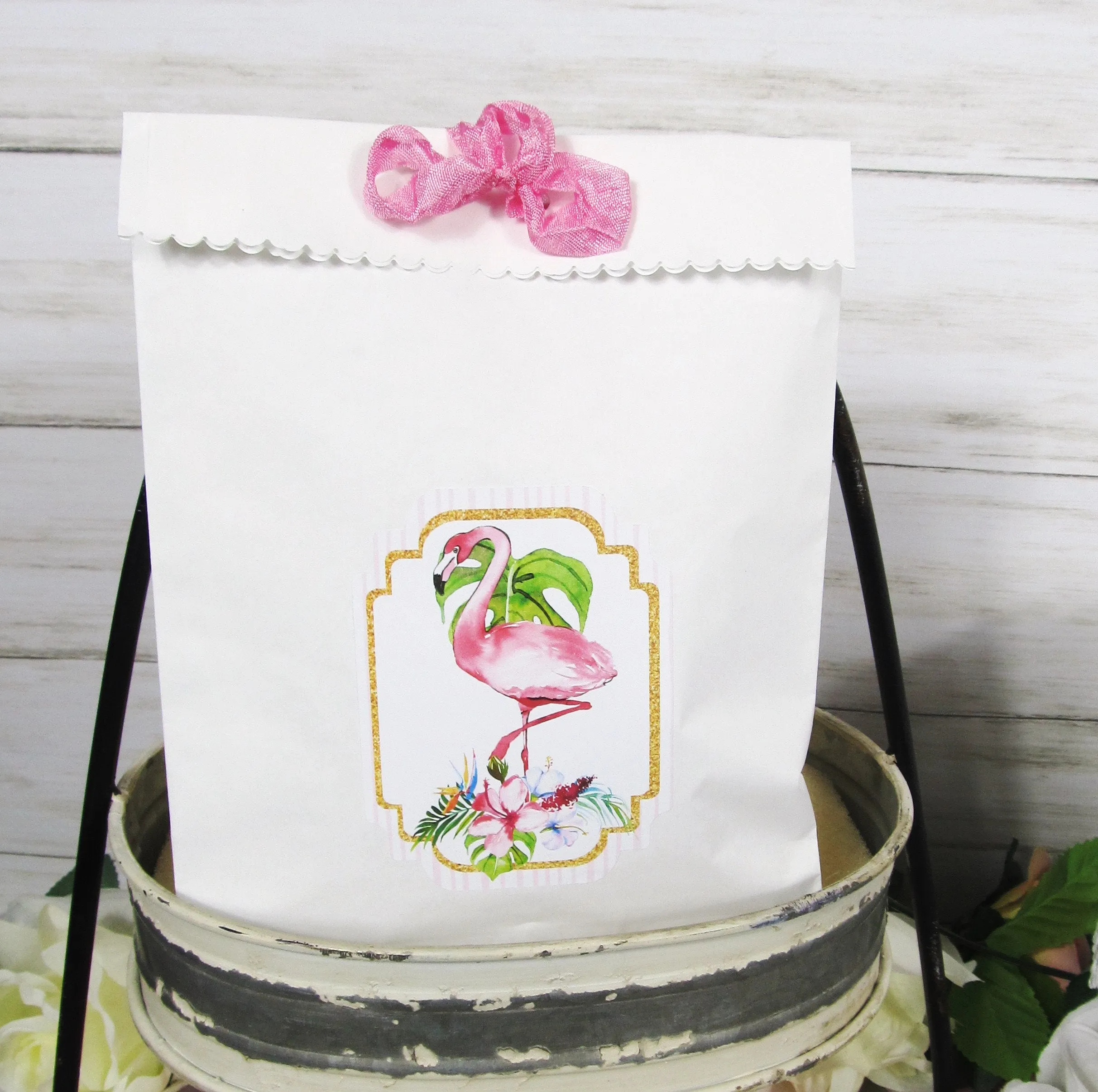 Pink Flamingo Floral Tropical Bridal or Baby Shower Table Decorations