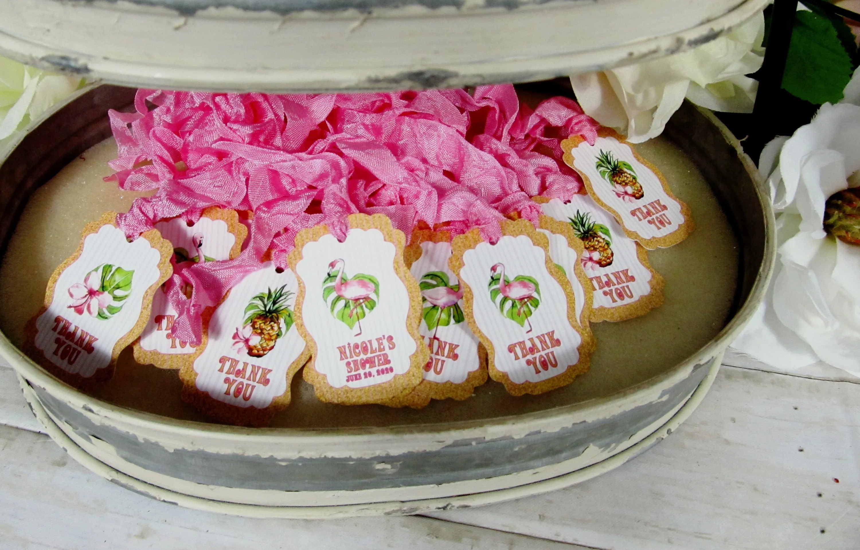 Pink Flamingo Floral Tropical Bridal or Baby Shower Table Decorations