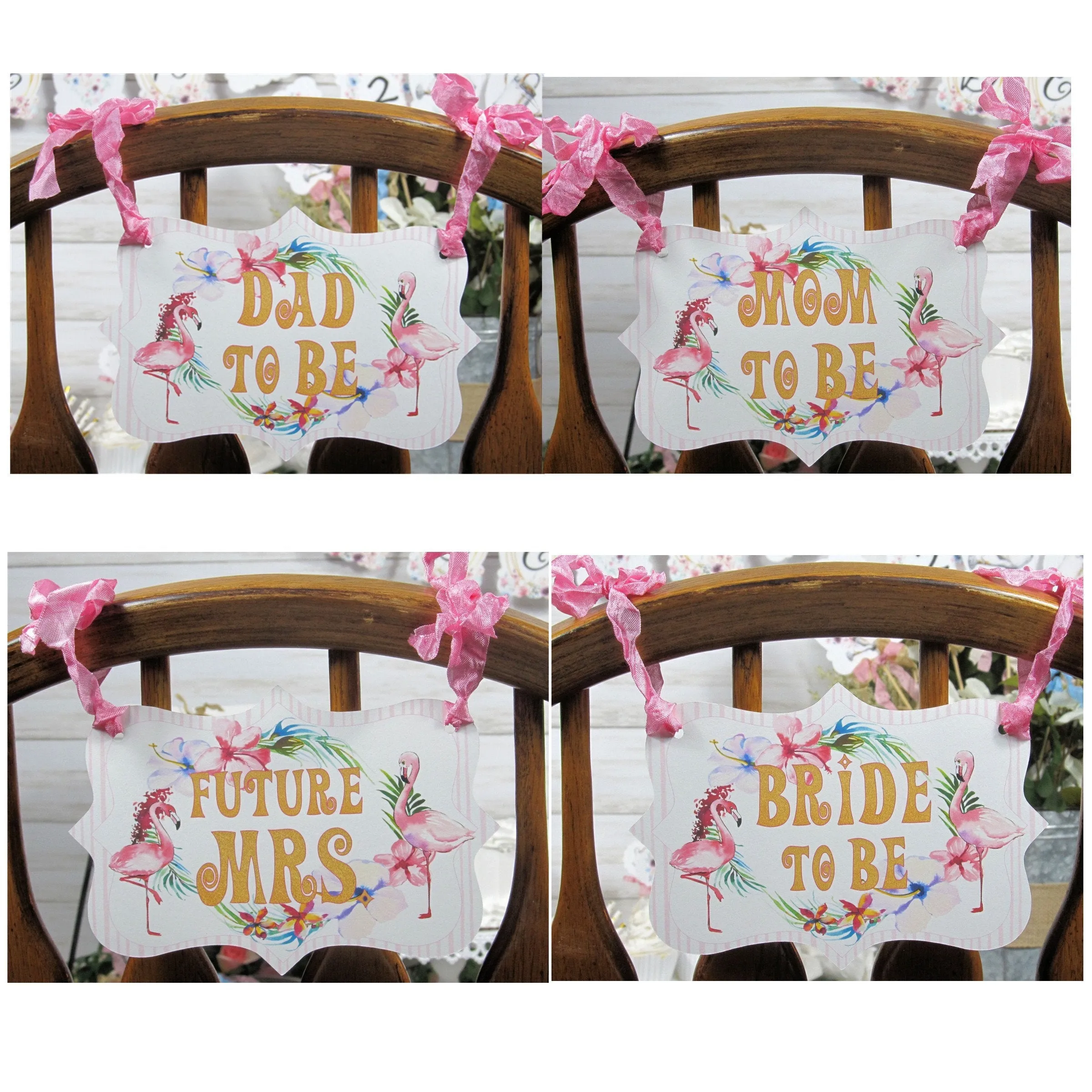 Pink Flamingo Floral Tropical Bridal or Baby Shower Table Decorations