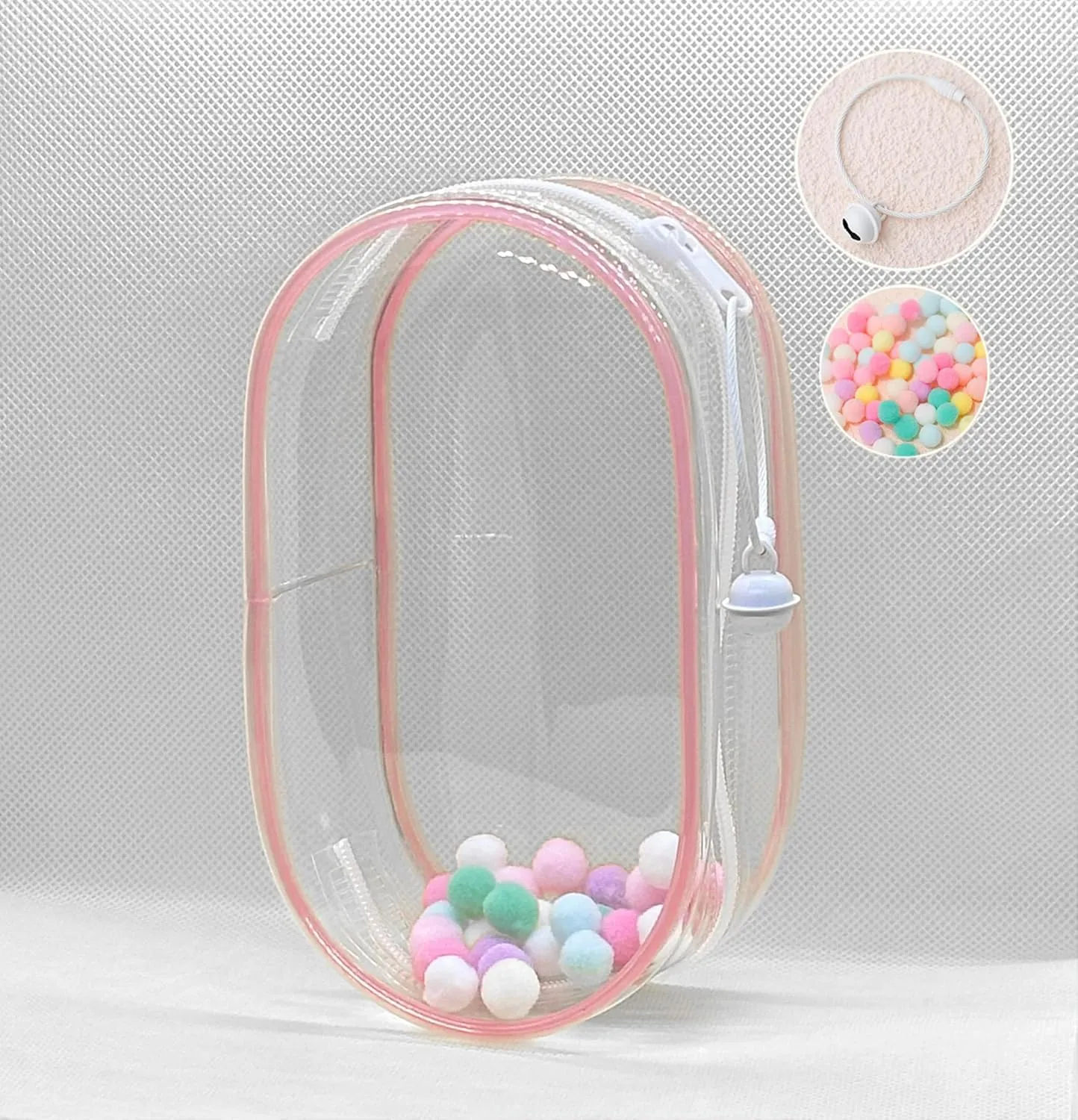 Pink Large Clear Bags for Doll Accessories & Labubu Case – Perfect for Storage and Display – Inside & Outside Use (Pink, Large)