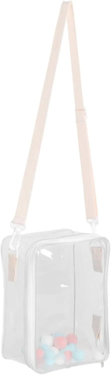 Portable Mini Storage Bag for Dolls Figure Display Bag Shoulder Straps PVC Doll Storage Pouch Easy to Clean and