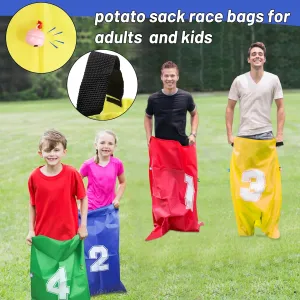 Potato Sack Race Bags Outdoor Games for Kids and Adults, Egg Spoon Race Game Sets, 3 Legged Race Bands, Flying Disc for Easter Game Birthday Party