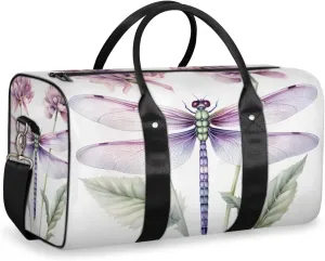 Pretty Dragonfly Travel Duffle Bag for Women Men Gym Duffel Foldable Bag Waterproof Weekender Colorful Floral Duffle Tote