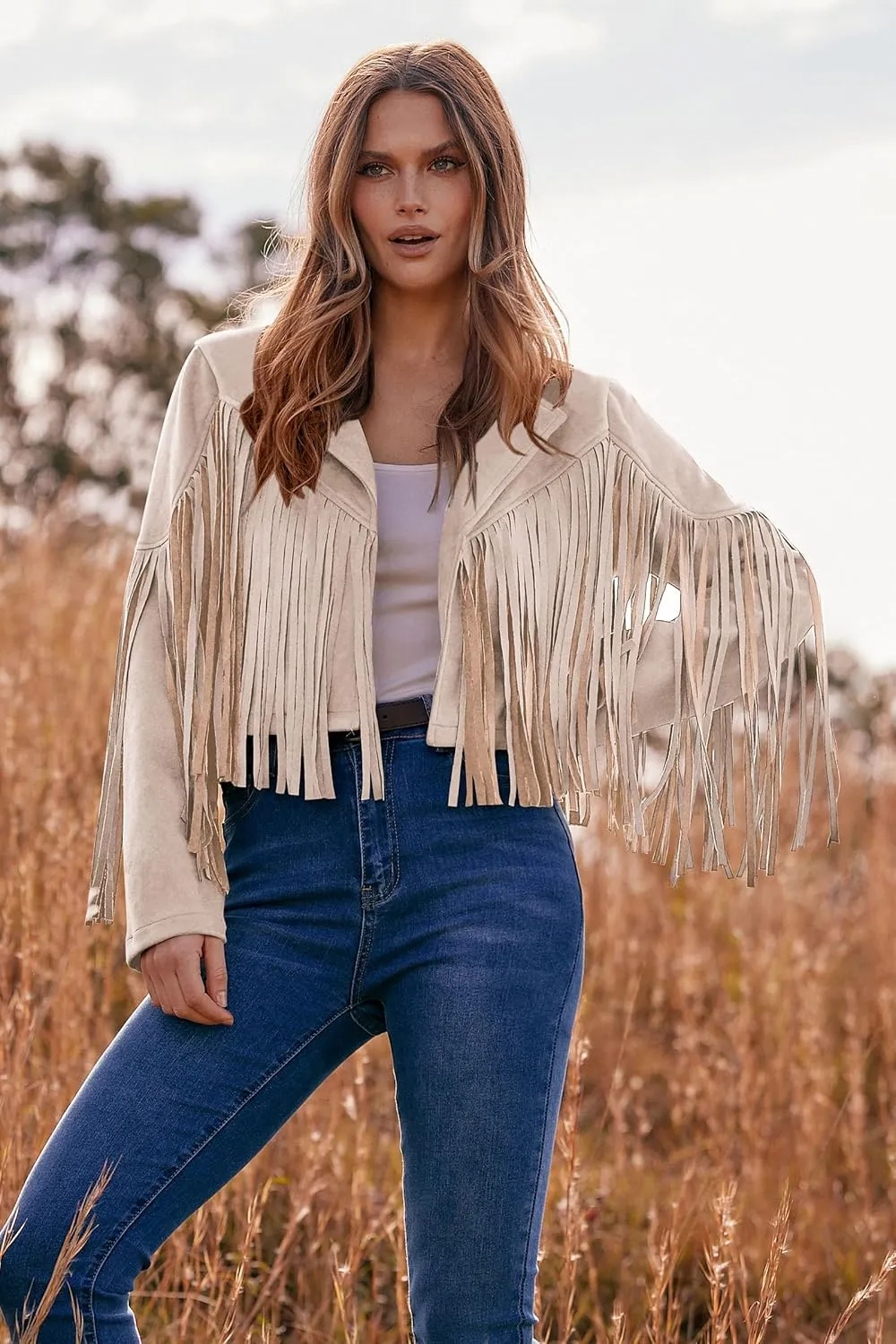 PRETTYGARDEN Women's Faux Suede Leather Jackets Tassel Motorcycle Cropped Coats 2025 Fashion Clothes