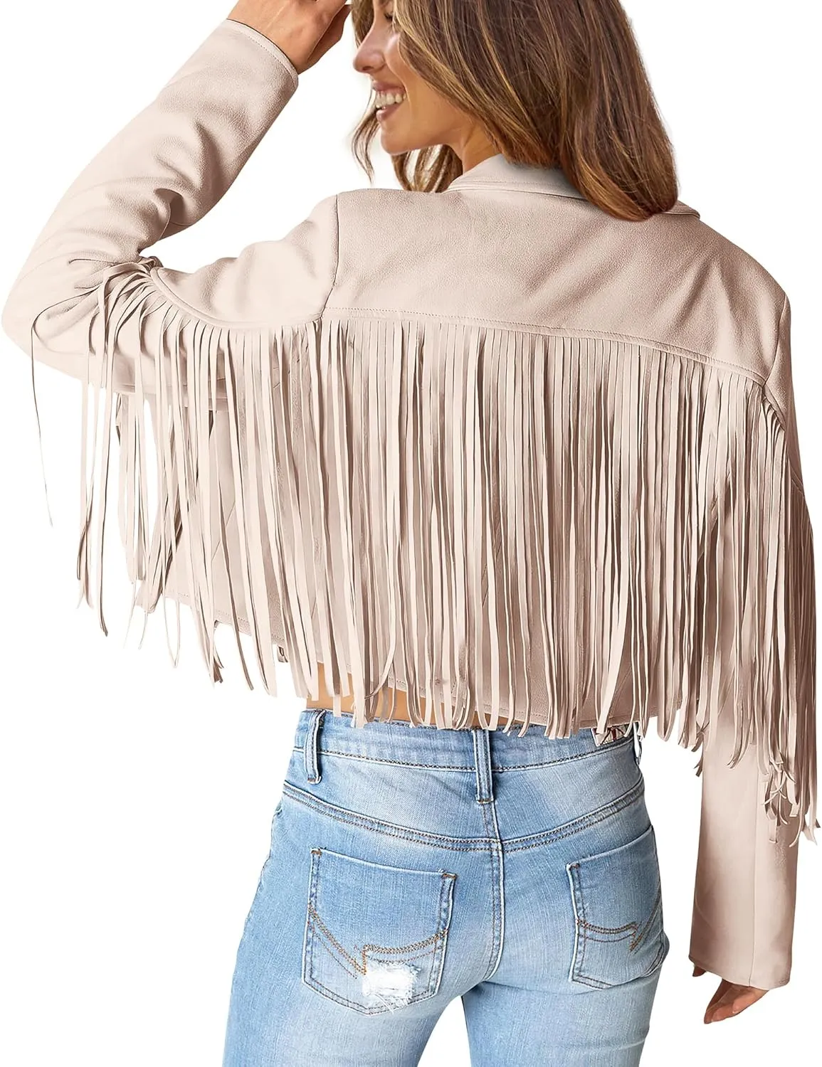 PRETTYGARDEN Women's Faux Suede Leather Jackets Tassel Motorcycle Cropped Coats 2025 Fashion Clothes